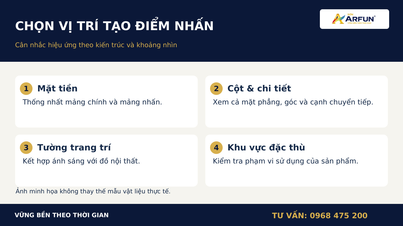 Gợi ý vị trí ứng dụng sơn giả đá cho mặt tiền, cột và tường.